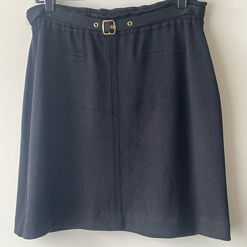 St. John Black Midi Skirt with Gold Buckle - Picture 4 of 5